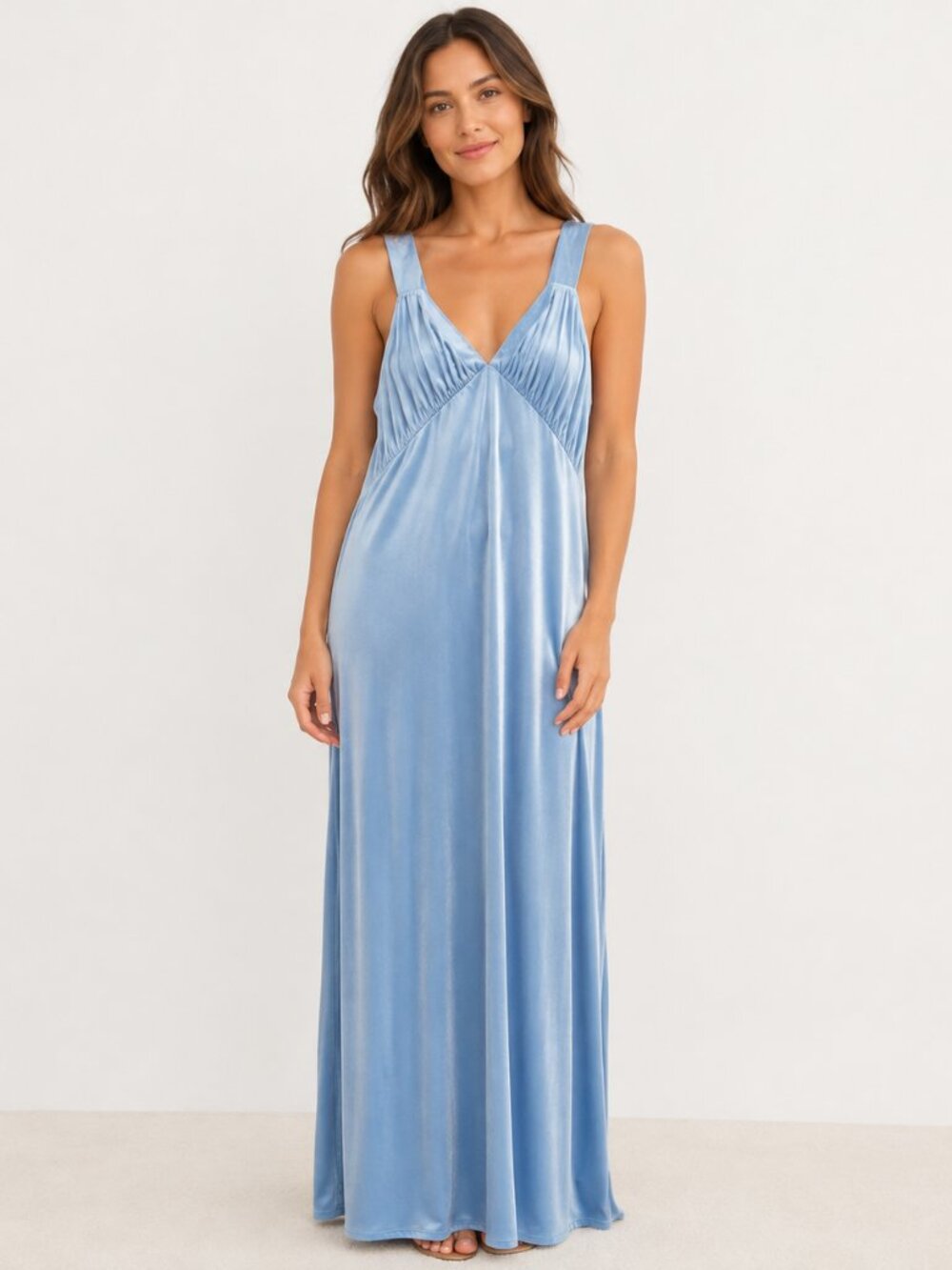 Lanston Light Blue Satin Maxi Dress NWT Size L